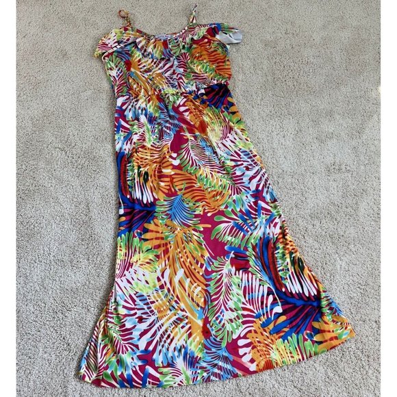 Mayah Kay Fashion Boutique Woman Dress XL Multi Color Sleeveless V Neck Flowy - Picture 1 of 16